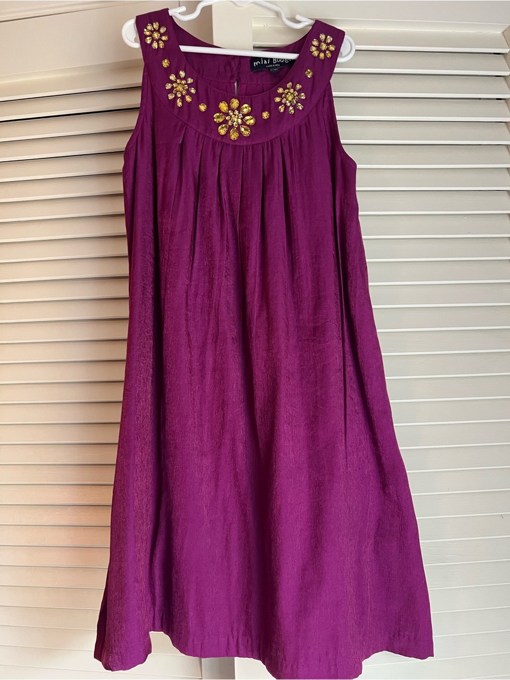 Mini Boden Girls 11-12Y Purple Jeweled Holiday Party Dress